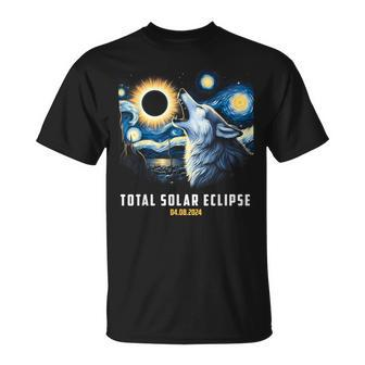 Wolf Howling At Total Solar Eclipse 2024 April 8Th 2024 T-Shirt | Mazezy