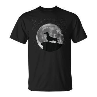 Wolf Silhouette bei Mondschein Herren T-Shirt in Schwarz - Seseable
