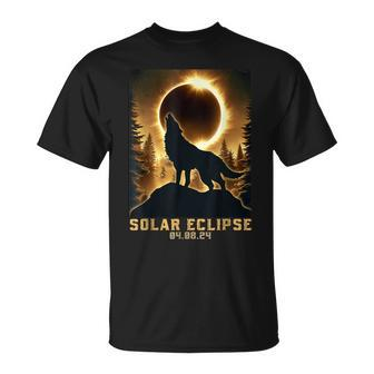 Wolf Solar Eclipse 2024- Total Solar Eclipse Wolf 04082024 T-Shirt | Mazezy