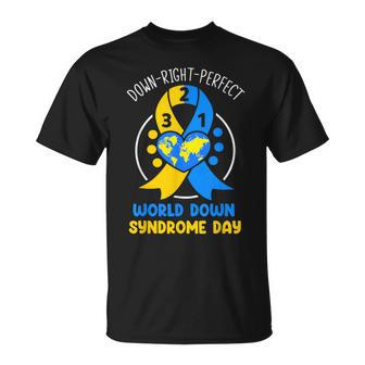 World Down Syndrome Day Awareness 321 T21 Down Right Perfect T-Shirt - Thegiftio UK