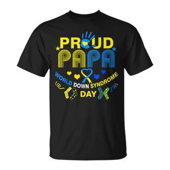 World Down Syndrome Day Trisomy 21 Papa Support T-Shirt - Monsterry