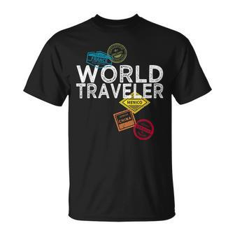 World Traveler Passport Stamp For And Women T-Shirt - Monsterry