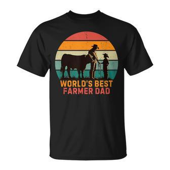 World’S Best Farmer Dad Cattle Farming Father’S Day Birthday T-Shirt - Seseable