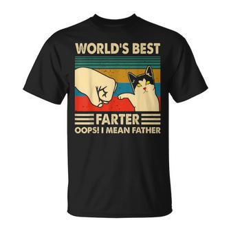 Worlds Best Farter I Mean Father Fathers Day Cat Dad T-Shirt - Seseable