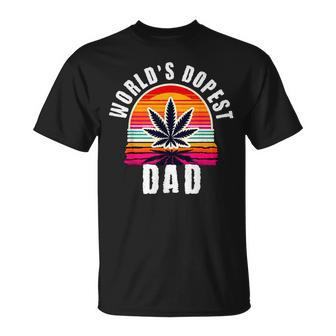 World's Dopest Dad For Father's Day Retro Sunset Weed Men T-Shirt - Monsterry