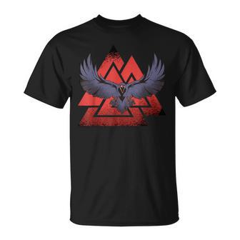 Wotansknoten Odin Ravens Valknut Valhalla Odinskind Wodan T-Shirt - Seseable