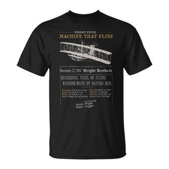 Wright Brothers Tribute 1903 Wright Flyer Flight First Plane T-Shirt - Seseable