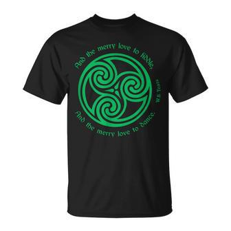 Yeats Irish Poet Green Celtic Knot Fiddle Dance Poem T-Shirt - Monsterry
