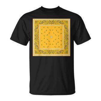 Yellow Bandana Print Gold Paisley Pattern Rag T-Shirt - Monsterry