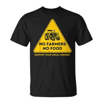 Yellow Warning Signs No Farmers No Food T-Shirt - Thegiftio UK