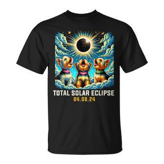 Yorkie Dog Howling At Solar Eclipse T-Shirt - Seseable