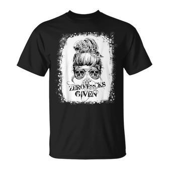 Zero Fucks Given Skull Messy Bun Hair Bleached T-Shirt - Monsterry AU