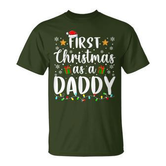 1St First Christmas As A Daddy New Parents Christmas Xmas T-Shirt - Seseable