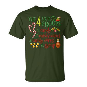 The 4 Elf Food Groups Christmas Candy Cane T-Shirt - Monsterry