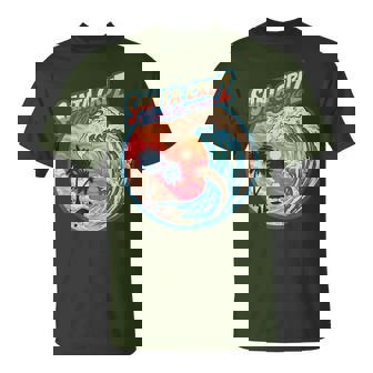 70S 80S En La Ciudad De California Santa Cruz Surfeando Gran Ola Camiseta unisex - Regaloses