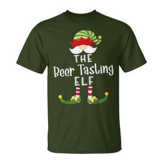 Beer Tasting Elf Group Christmas Pajama Party T-Shirt - Monsterry