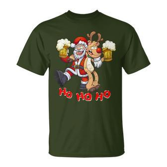 Betrunkener Weihnachtsmann Mit Rudolf Dem Rentier Xmas T-Shirt - Seseable