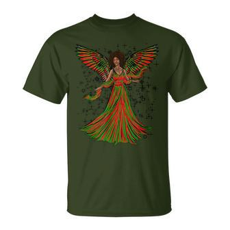 Black Christmas Angel Afro Pan Flag Holiday African Angels T-Shirt - Monsterry UK
