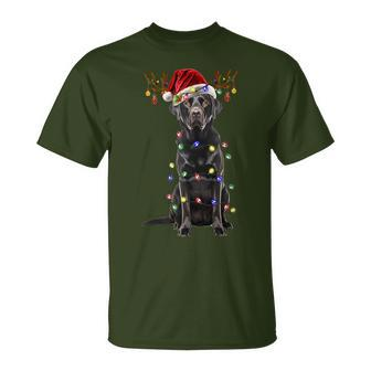 Black Lab Labrador Christmas Tree Reindeer Pajama Dog Xmas T-Shirt - Seseable