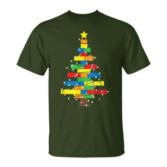 Block Brick Building Light Christmas Tree Master Builder T-Shirt - Monsterry CA