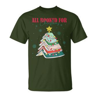 All Booked For Christmas Book Lover Christmas Tree Lights T-Shirt - Thegiftio UK
