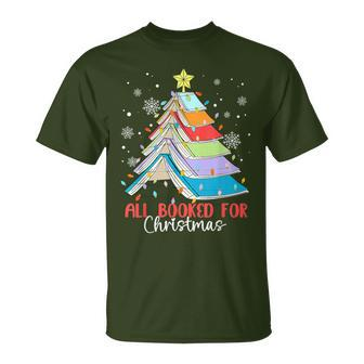 All Booked For Christmas Books Book Christmas Tree Lights T-Shirt - Seseable