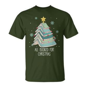 All Booked For Christmas Books Tree Reading Lover Xmas T-Shirt - Seseable