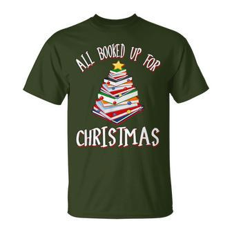 All Booked Up For Christmas Christmas Tree T-Shirt - Seseable