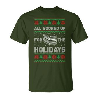 All Booked Up For The Holidays Christmas Book Reading Lover T-Shirt - Thegiftio UK