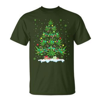 Cannabis Christmas Tree Xmas Smoking Weed Marijuana T-Shirt - Monsterry DE