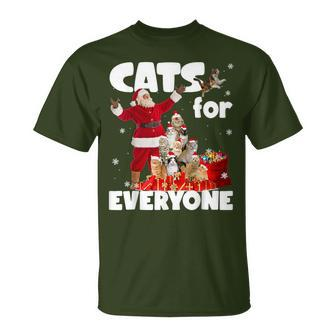 Cats For Everyone Christmas Tree Santa Xmas Pajamas Matching T-Shirt - Seseable