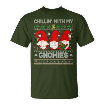 Chillin With My Gnomies Christmas Family Friend Gnomes T-Shirt - Thegiftio UK