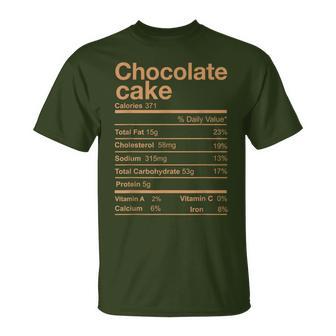 Chocolate Cake Nutrition Facts Thanksgiving Christmas T-Shirt - Monsterry