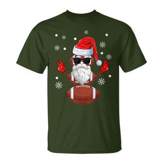 Christmas Football Team Player Santa Hat Xmas Football T-Shirt - Thegiftio UK