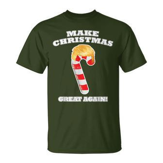 Make Christmas Great Again Holiday Candy Cane Trump Hair T-Shirt - Monsterry AU