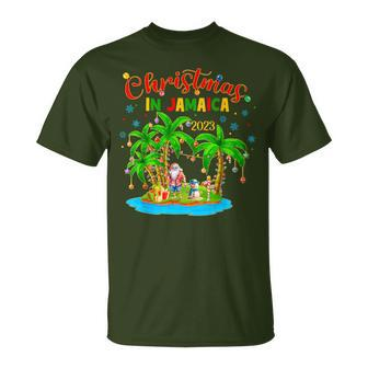 Christmas In Jamaica Santa Family Tropical Vacation T-Shirt | Mazezy