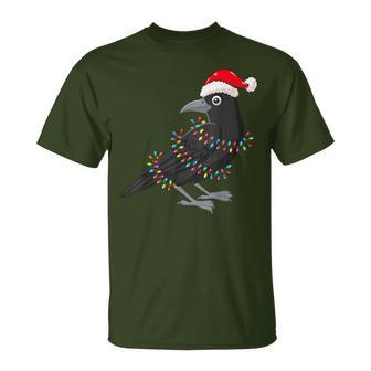 Christmas Lights Crow Wearing Xmas Hat Crow Lover T-Shirt - Monsterry UK