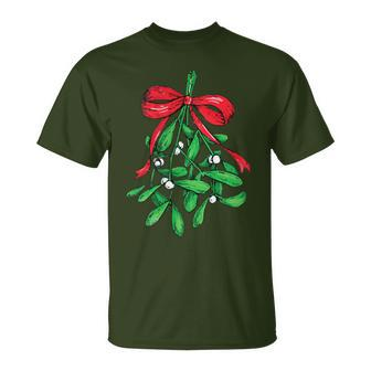 Christmas Mistletoe Below The Belt Xmas Humor T-Shirt - Monsterry