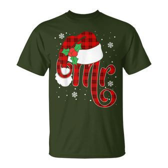 Christmas Mr And Mrs Claus Matching Pajamas Plaid Couples T-Shirt - Monsterry AU
