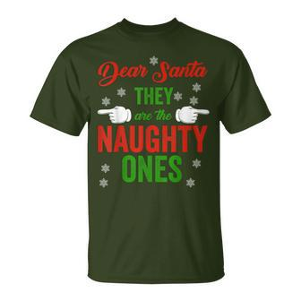 Christmas Naughty Ones Xmas Santa Reindeer T-Shirt - Monsterry