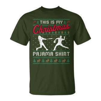 This Is My Christmas Pajama Baseball Ugly Sweater T-Shirt - Monsterry CA