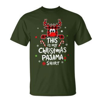 This Is My Christmas Pajama Christmas Reindeer T-Shirt - Seseable