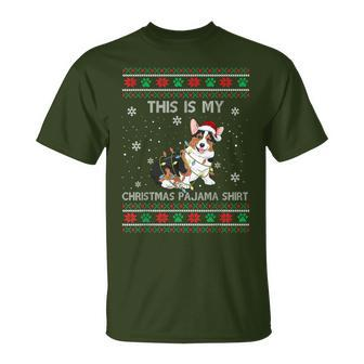 This Is My Christmas Pajama Tricolor Corgi Pjs Xmas T-Shirt - Monsterry