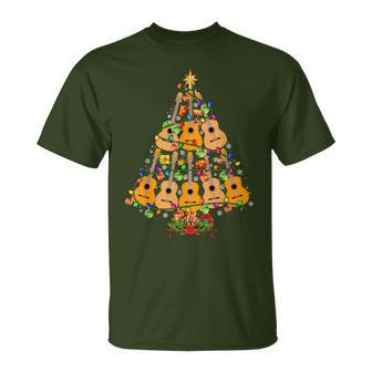 Christmas Tree Ukulele Christmas Lights Tree Ukulele Player T-Shirt - Monsterry