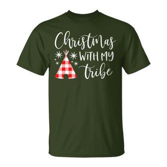 Christmas With My Tribe Family Pajamas Buffalo Plaid T-Shirt - Monsterry CA