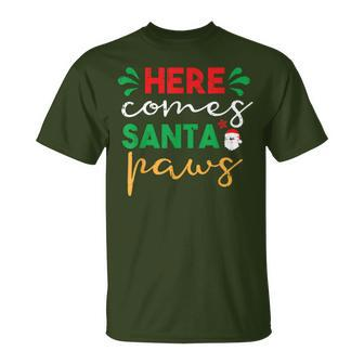Here Comes Santa Paws Christmas Pajama X-Mas Dog Lover Puppy T-Shirt - Seseable