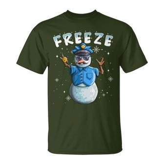 Cop Snowman Freeze Police Christmas Snow T-Shirt - Monsterry UK