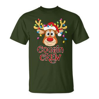 Cousin Crew Christmas Santa Hat Reindeer Buffalo Plaid Red T-Shirt | Mazezy