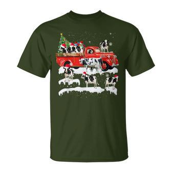 Cow Riding Red Truck Merry Christmas Farmer X-Mas Ugly T-Shirt - Monsterry AU