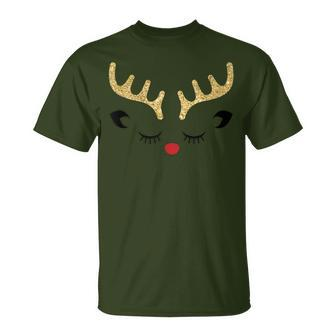 Cute Christmas Reindeer Red Nose Girls Holiday T T-Shirt - Monsterry UK